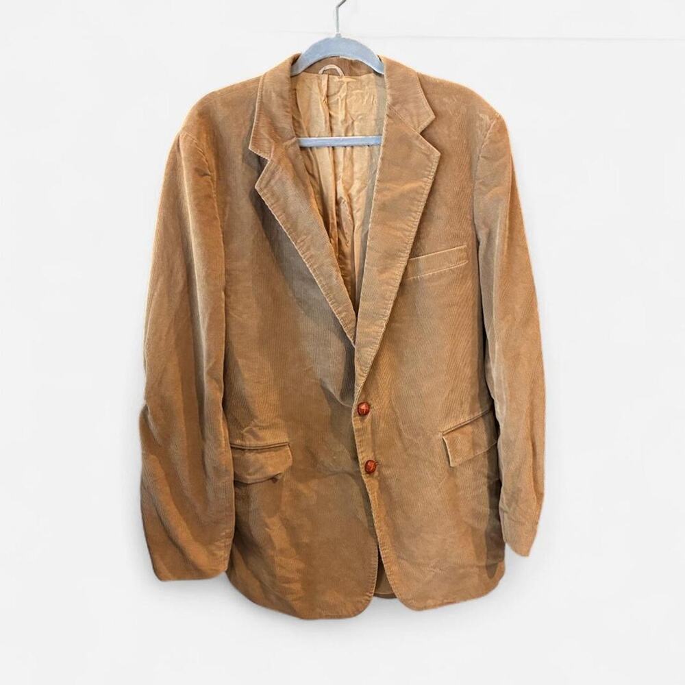 Vintage Levi Strauss Tan Corduroy Blazer w/ Suede Elbow Patch Est. Sz‎ Small